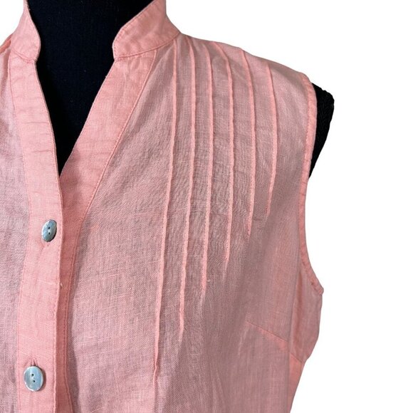Sarah Spencer Peach Linen Button Front Blouse Size M - Picture 5 of 7